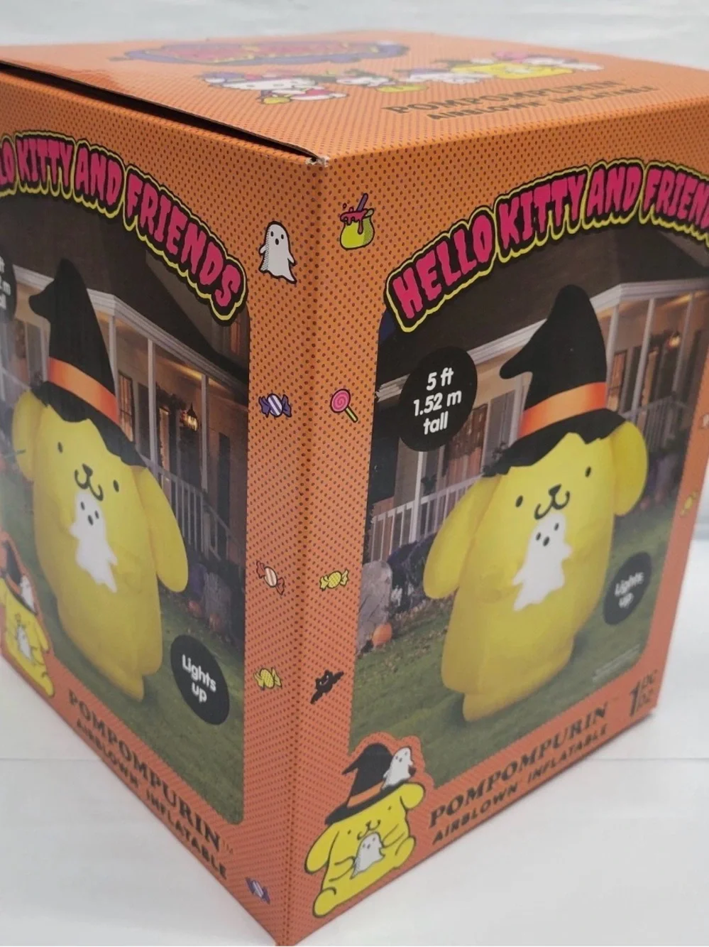 Hello Kitty Pompompurin Witch Hat Ghost Inflatable 5ft Light Up Halloween NEW